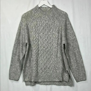 Architects Womens Sweater Gray PXL Long Sleeves Cable Knit Ribbed Hem & Cuffs